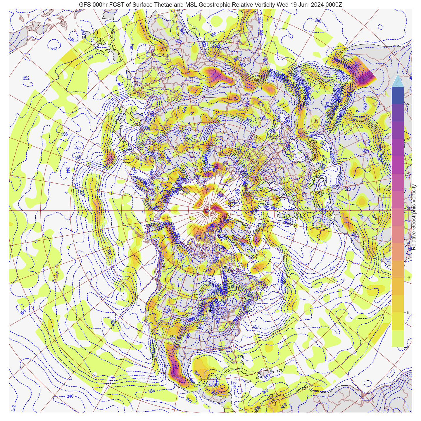 Hemispheric Surface Thetae and MSL Geostrophic Relative Vorticity